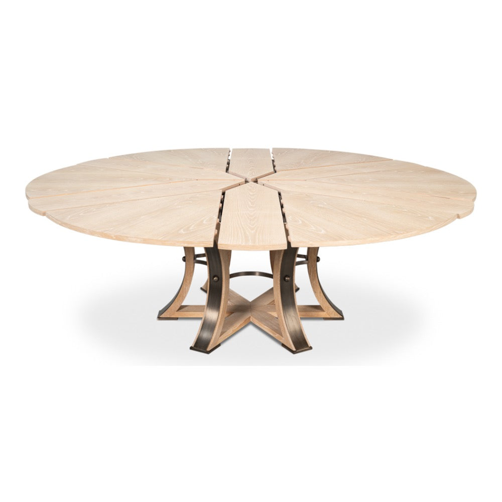 expandable jupe table large solid oak bleached oak finish