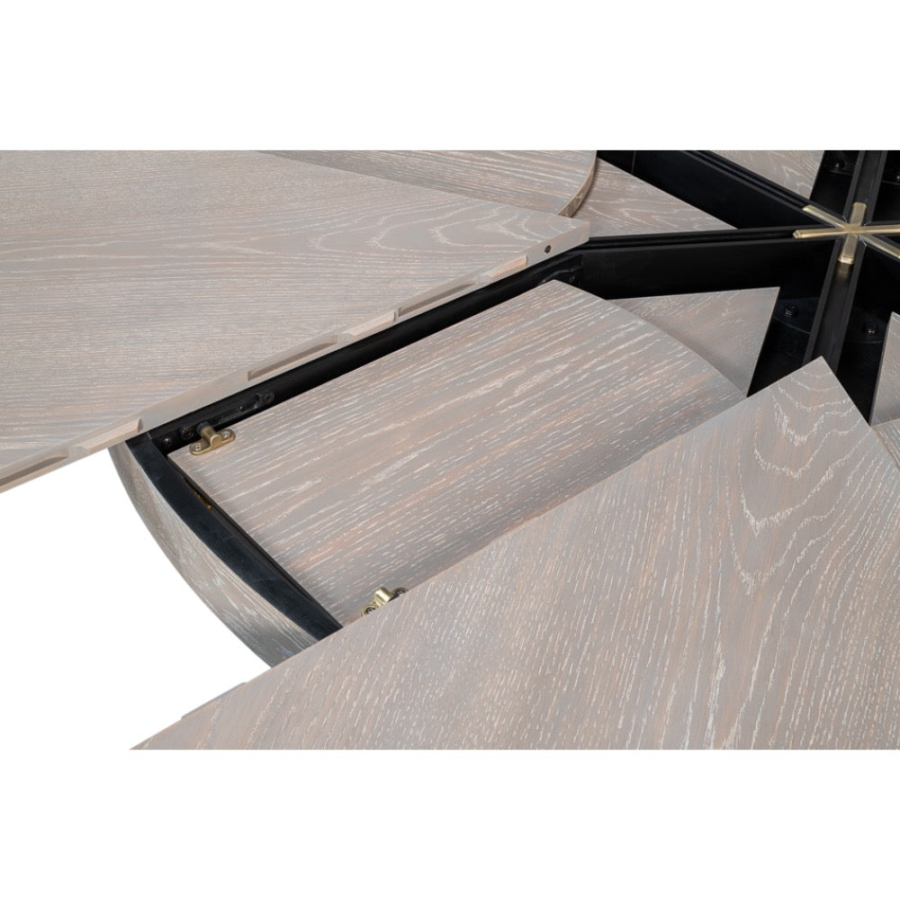 expandable jupe table large moonskin finish oak wood 