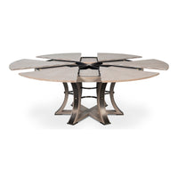 expandable jupe table large moonskin finish oak wood 