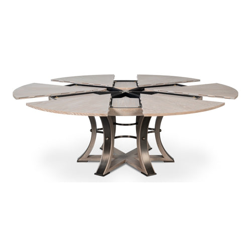 expandable jupe table large moonskin finish oak wood 