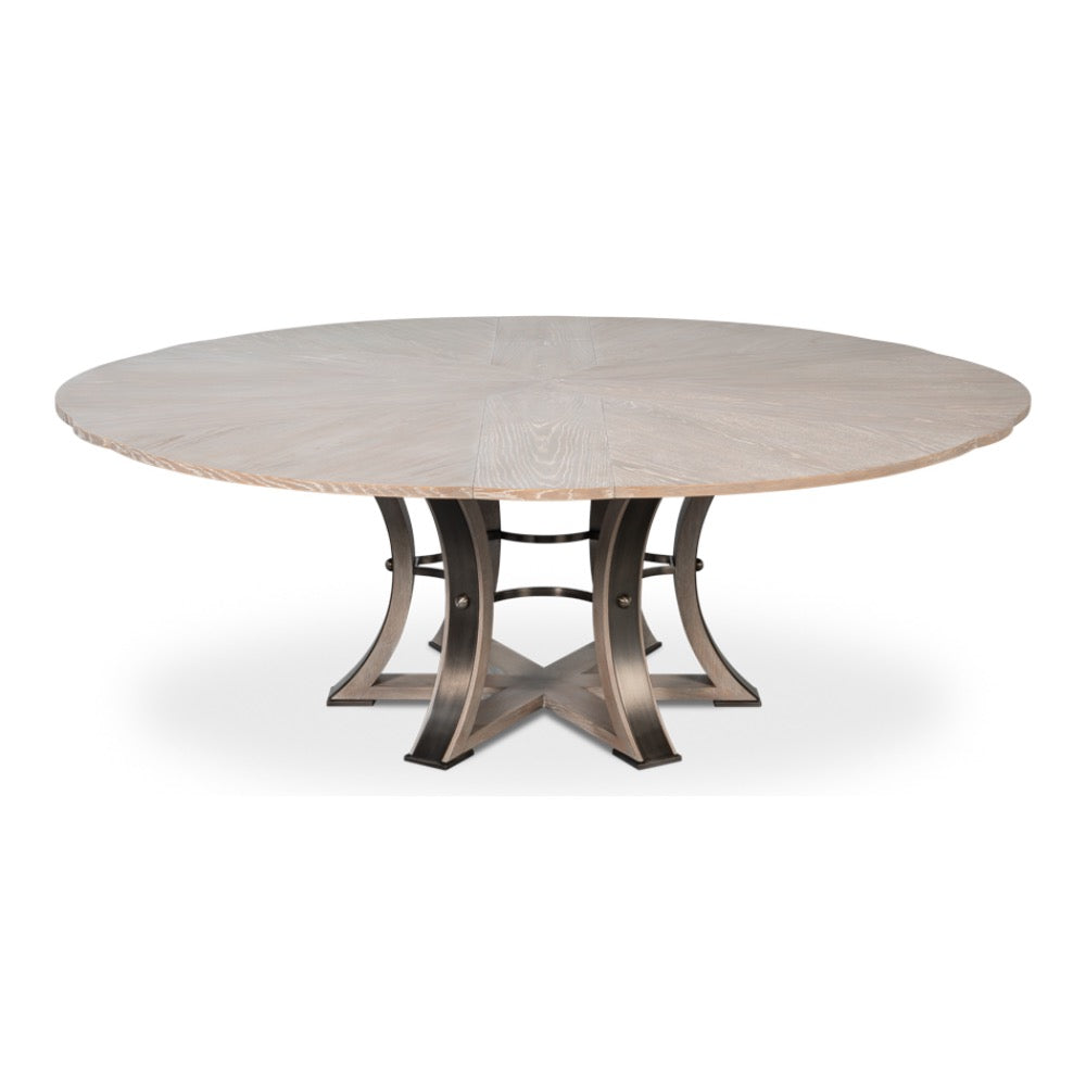 expandable jupe table large moonskin finish oak wood 