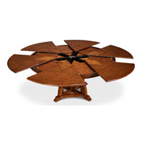 round old world walnut expandable jupe dining table medium