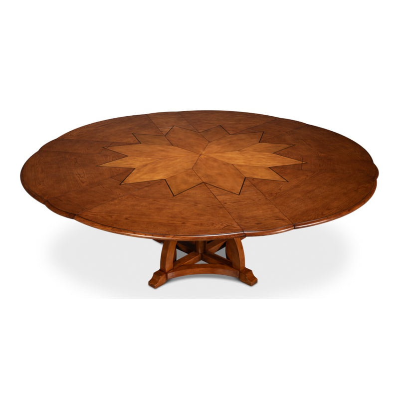 round old world walnut expandable jupe dining table medium