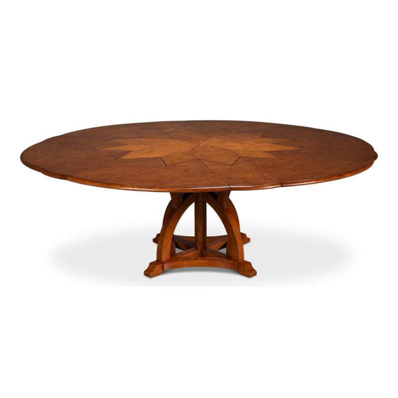 round old world walnut expandable jupe dining table medium