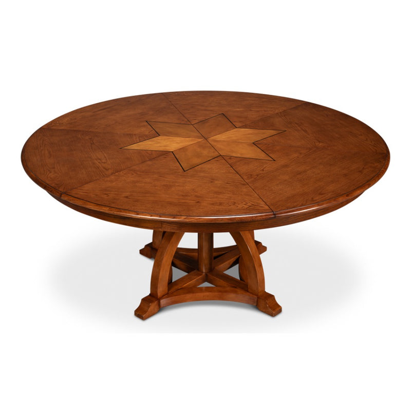 round old world walnut expandable jupe dining table medium