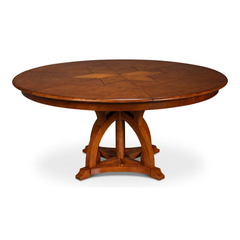 round old world walnut expandable jupe dining table medium