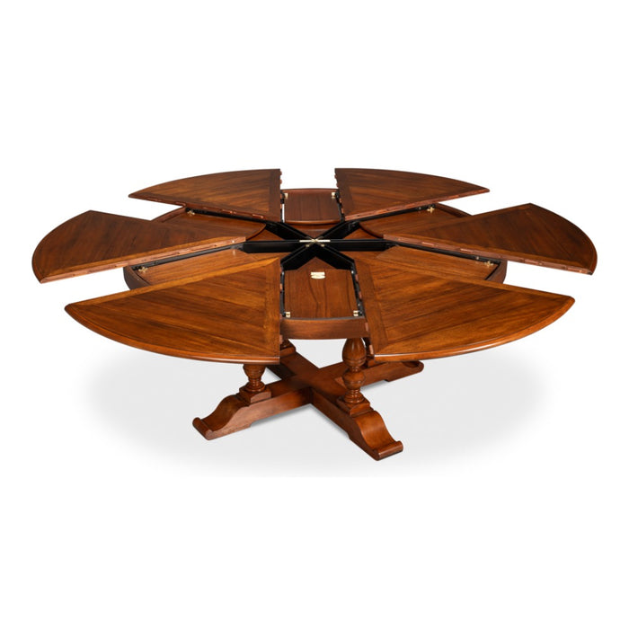 Large Round Expanding Walnut Jupe Dining Table – BSEID