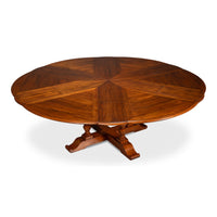round wood walnut finish expandable jupe dining table extra large