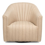 cow leather cappucino white swivel chair tufted