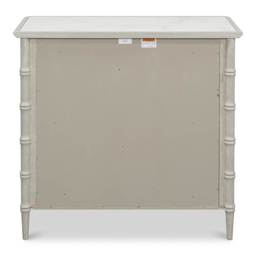gray white porcelain marble top three drawer chest