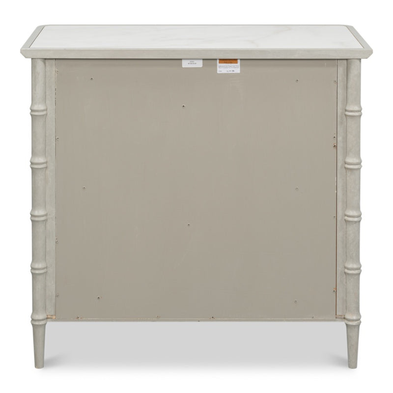 gray white porcelain marble top three drawer chest