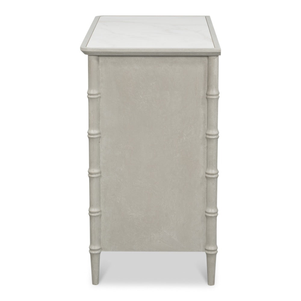 gray white porcelain marble top three drawer chest