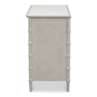 gray white porcelain marble top three drawer chest
