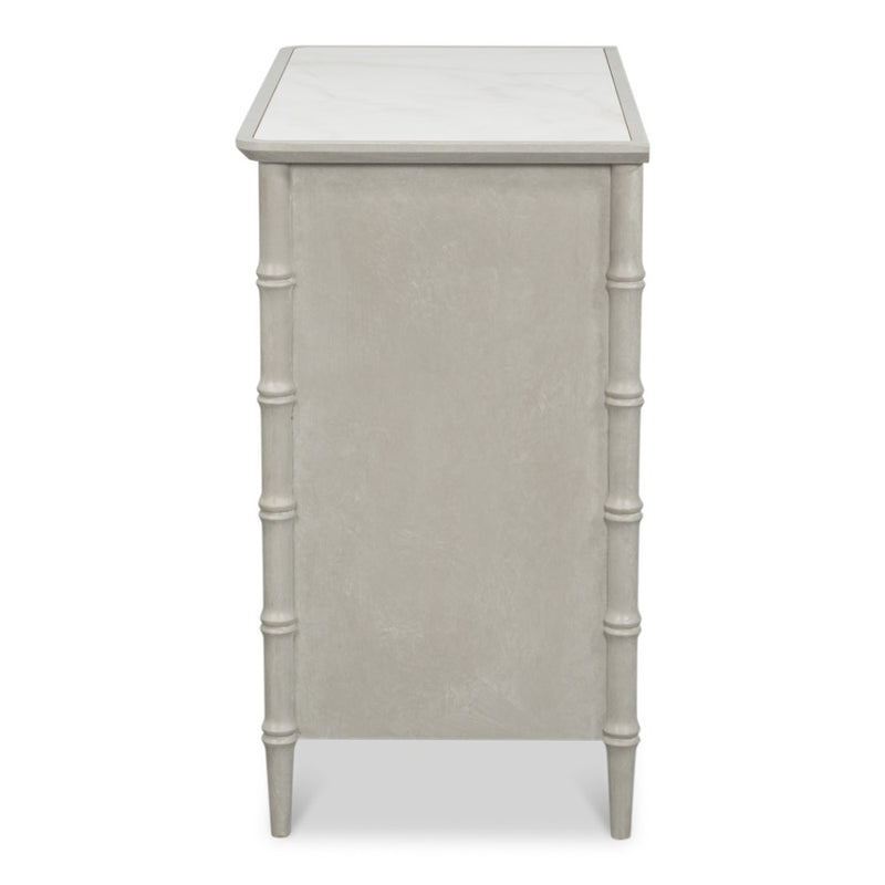 gray white porcelain marble top three drawer chest