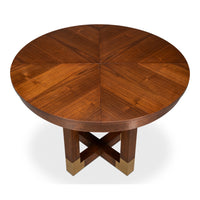 walnut jupe expandable dining table brass accents
