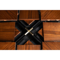 walnut jupe expandable dining table brass accents