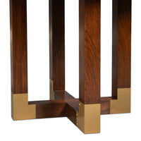 walnut jupe expandable dining table brass accents
