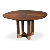 walnut jupe expandable dining table brass accents