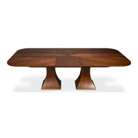 walnut jupe expandable table rectanglular duo pedestal