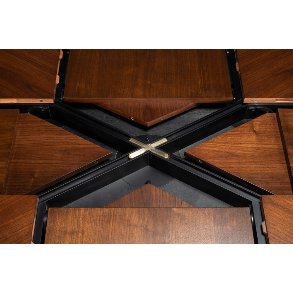 walnut jupe expandable table rectanglular duo pedestal