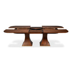 walnut jupe expandable table rectanglular duo pedestal