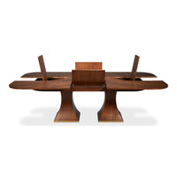 walnut jupe expandable table rectanglular duo pedestal