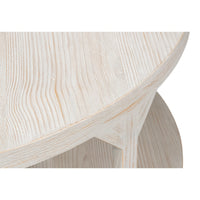 Close-up of a wooden stool with a light finish on a white background