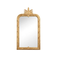 gold rounded rectangular mirror pinapple leaf accent top