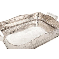 tray rectangle silver cutouts decorative swags embossed