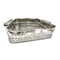 tray rectangle silver cutouts decorative swags embossed