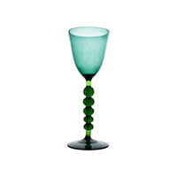 round wine glass turquoise green 