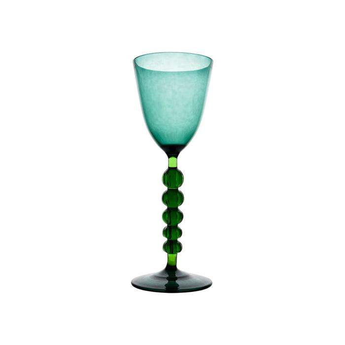 round wine glass turquoise green 