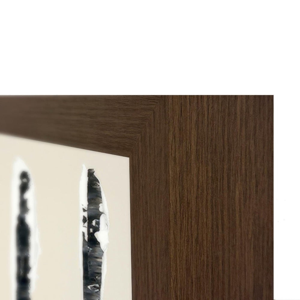 art painting tall abstract browns golds blacks rows horizontal lines