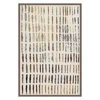 art painting tall abstract browns golds blacks rows horizontal lines