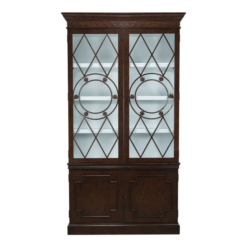 window grilles glass doors china cabinet lighted umbria finish