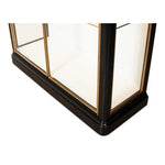 black wood framed etagere glass enclosed brass trim