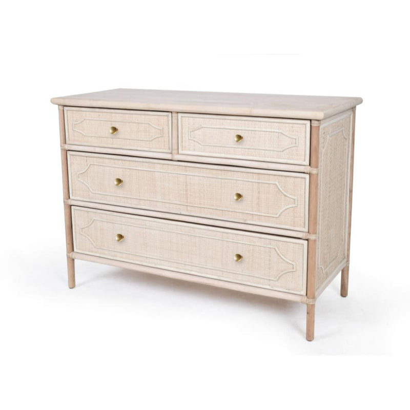 rattan three drawer dresser raw paint ready