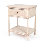 white rattan wood night stand drawer shelf