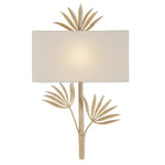 tan ivory bamboo leaves wall sconce off-white linen shade