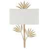 tan ivory bamboo leaves wall sconce off-white linen shade