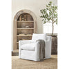 wood arched bookcase white wash open shelves