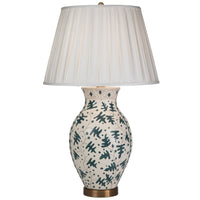 pleated shade cream green patterned table lamp 