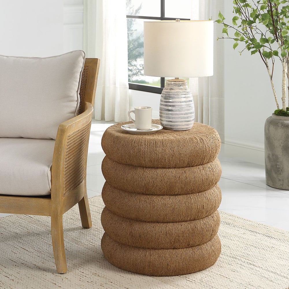 side table rustic charm natural braided rope 
