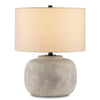 round concrete base table lamp beige linen shade