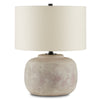 round concrete base table lamp beige linen shade