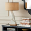 white snowy owl profile table lamp natural grasscloth shade