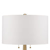 mid centry modern black stone table lamp brushed brass beige linen shade