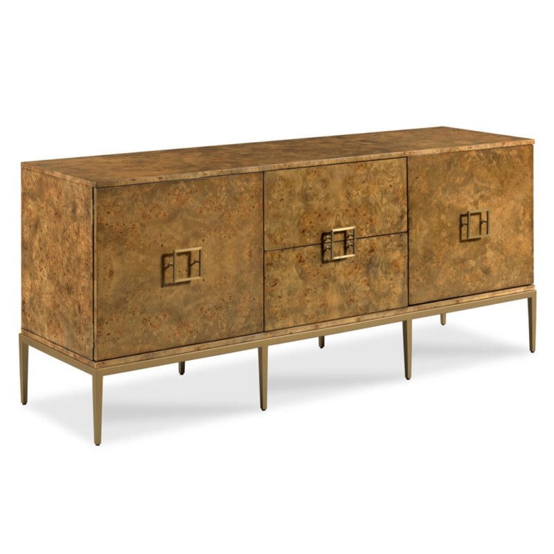 cabinet hardwood solids two drawer metal base brass