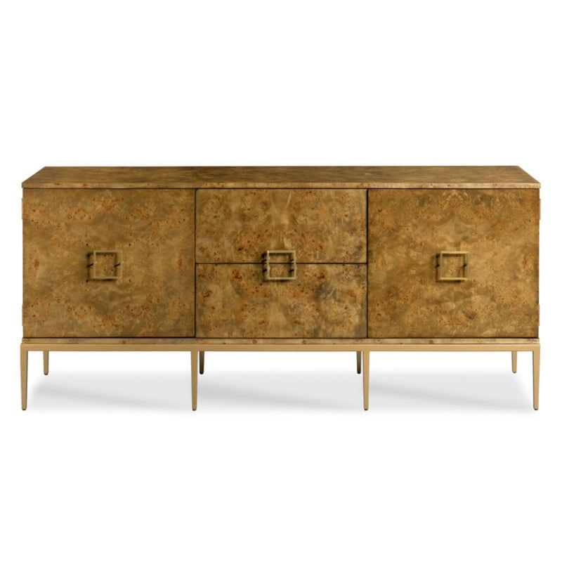 cabinet hardwood solids two drawer metal base brass
