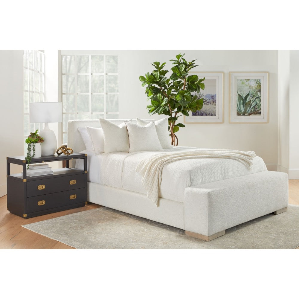 brushed black acacia wood brushed gold hardware nightstand two drawer